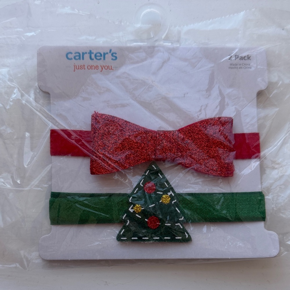 Carter's Red and Green Holiday Headband Set